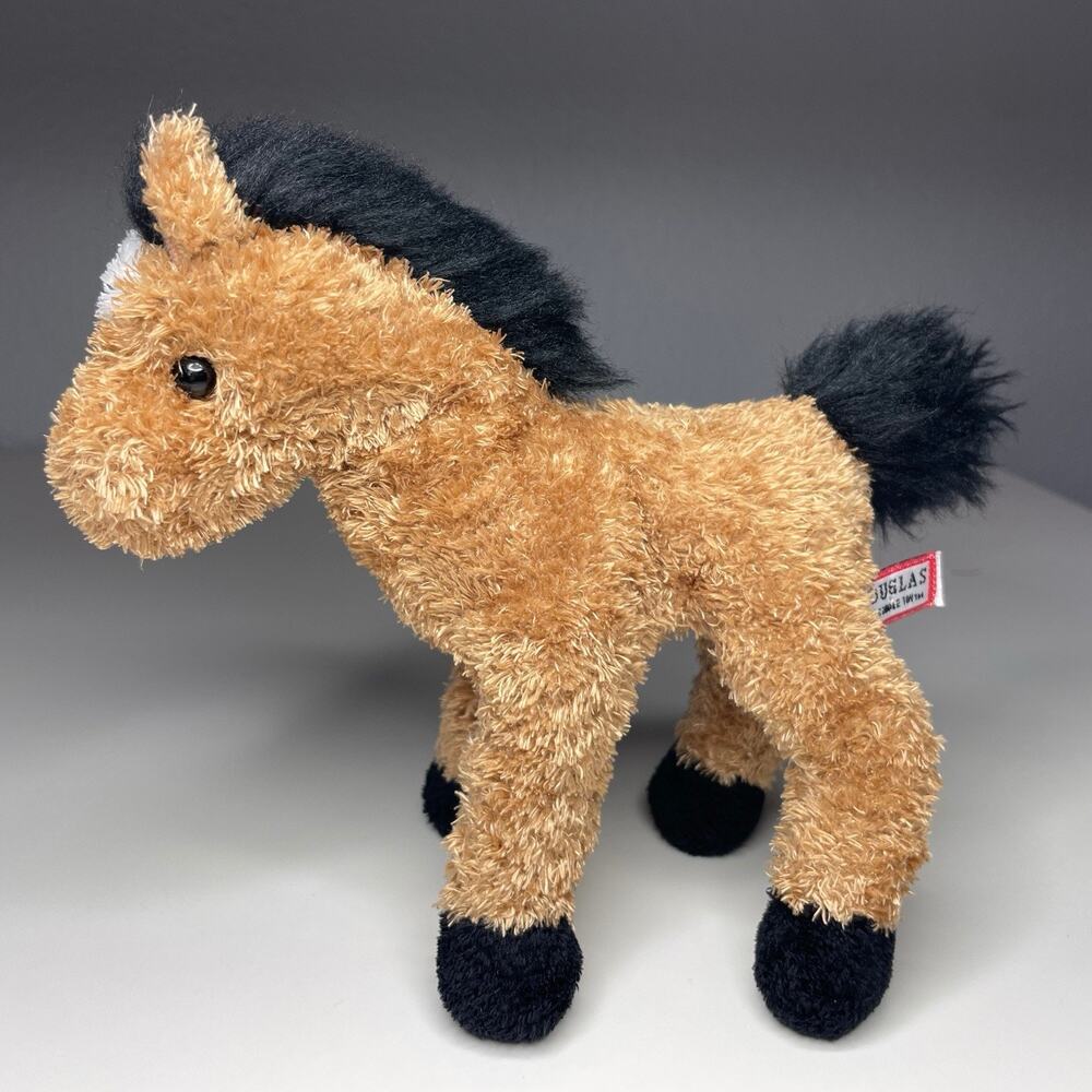 Vintage Douglas Cuddle Toys Horse Plush 7” Brown Black Stuffed Animal Pony